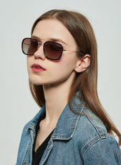 LC1022C03 - Gr. Brown Tint - Dark Brown Plastic Frame - Sunglasses