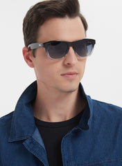 LC1038C02 - Gradient Blue Lens - Black Plastic Frame - Sunglasses
