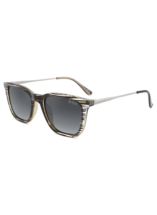 LC1003C01 - Gr.Grey Lens - Brown Stripe Frame - Sunglasses