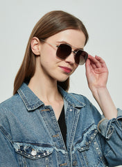 LC1032C03 - Gradient Brown Tint - Gold Metal Frame - Sunglasses