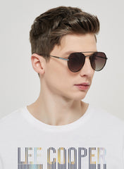 LC1037C03 - Classic Round-Shaped Sunglasses - Metal Frame - Polarized Lenses