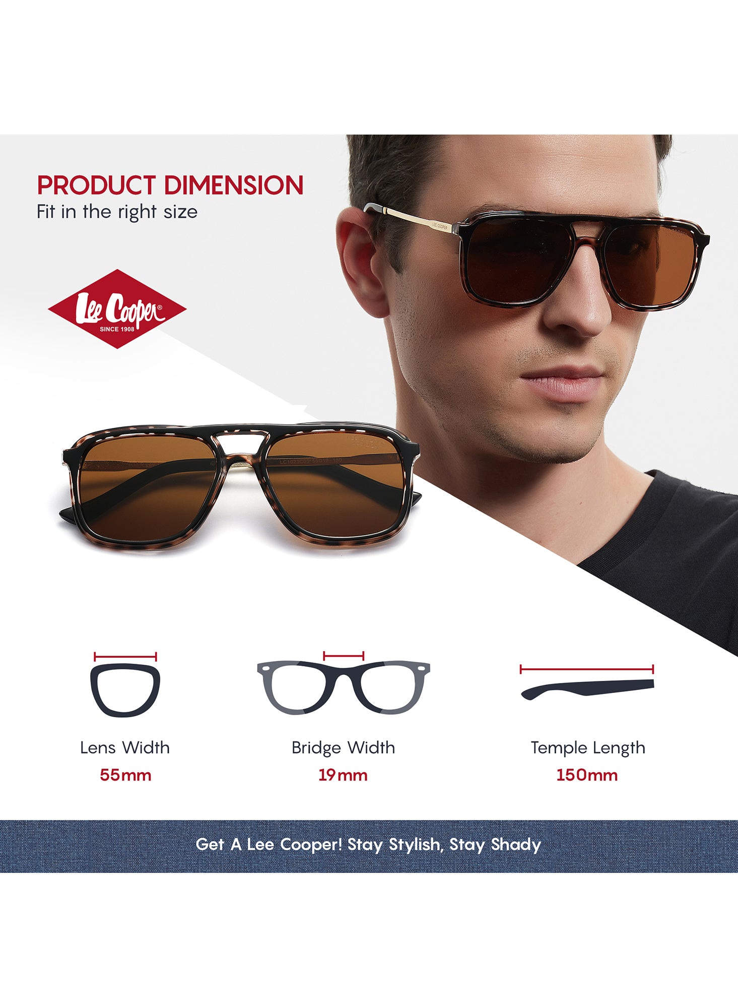 LC1023C03 - Brown Lens - Demi-Colored Plastic Frame - Sunglasses