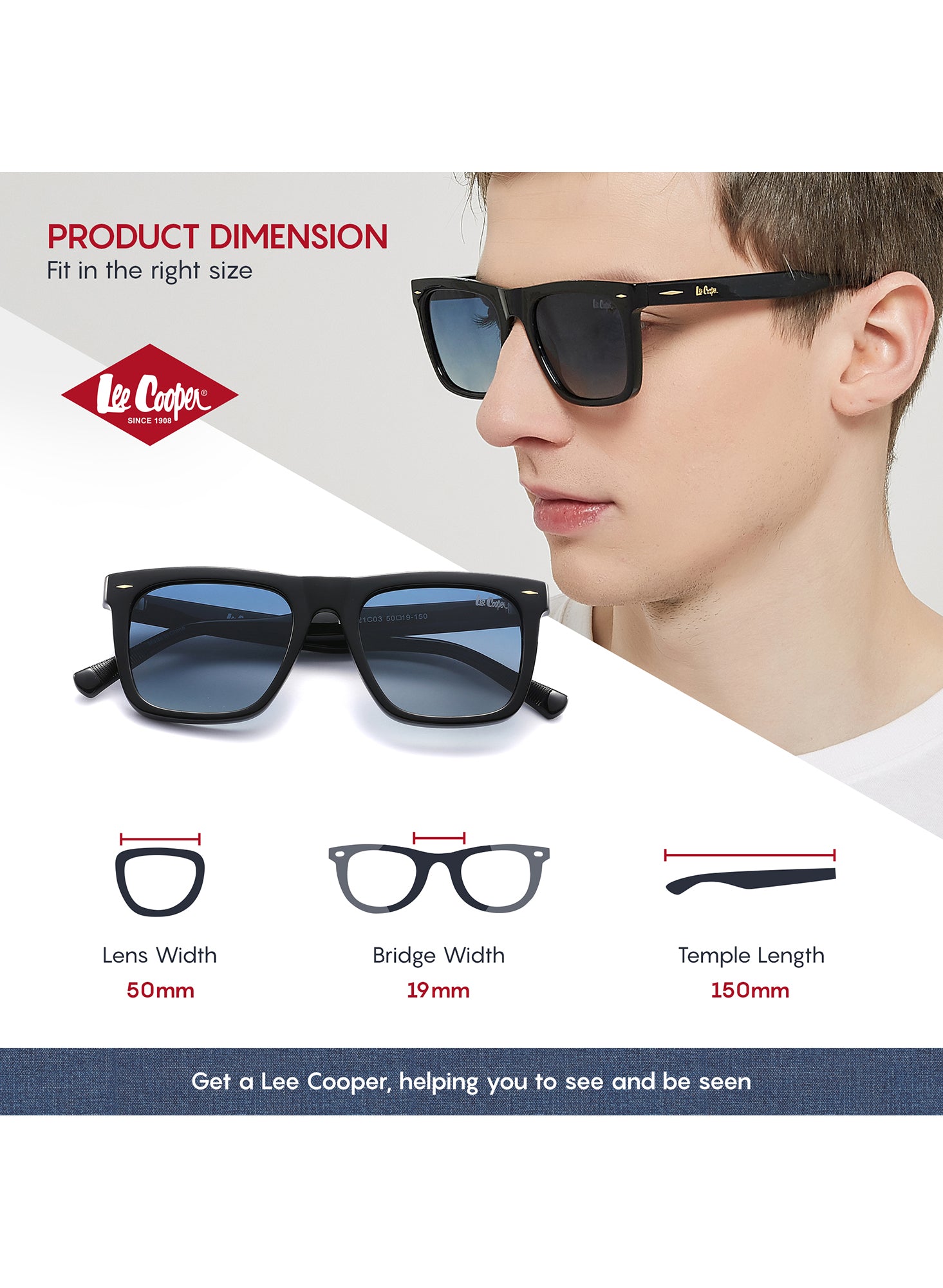 LC1021C03 - Gr. Blue Lens - Shiny Black Frame - Sunglasses