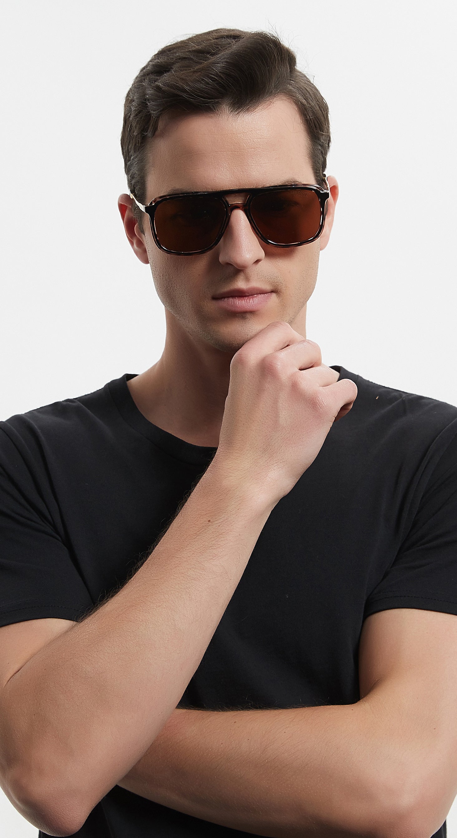 LC1023C03 - Brown Lens - Demi-Colored Plastic Frame - Sunglasses