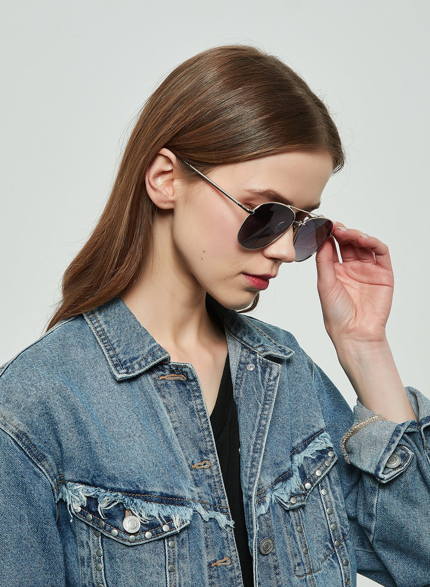 LC1017C02 - Gradient Brown - Gold Frame - Foldable Sunglasses